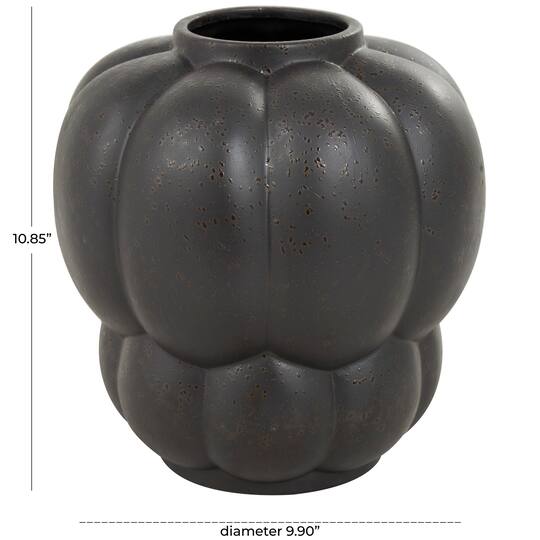 11" Black Ceramic Wide Bubble Inspired Vase